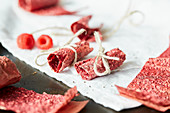 Raspberry fruit leather with chia seeds