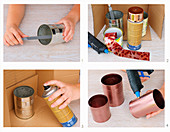 Instructions for making an organiser from tin cans