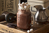 Hot chocolate with marshmallows and cream
