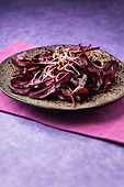 Red lettuce with beansprouts