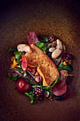 Foie gras on a mixed beetroot salad