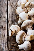 Fresh mushrooms on a wooden background