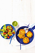 Pumpkin and chickpea patties with rocket pesto