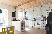 Open-plan country-house-style kitchen