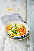 Mixed veggie noodles in a bowl (low carb)