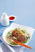 Chicken Patties With Noodle Salad