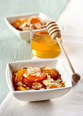 Caramelised apricots with sliced almonds