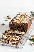 Fruit bread with almonds, sliced (Christmas)