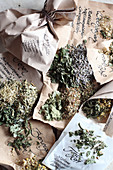 Various mix-it-yourself medicinal teas