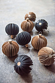 Brown and black paper baubles