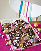 Rocky road cake with chocolate eggs