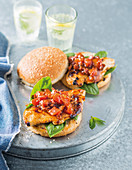 Chicken burgers with relish