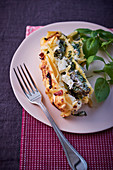 Spinach lasagne with feta cheese