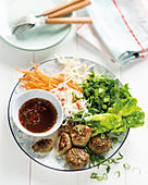 Asian Meatballs with vegetable salad