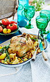 Chicken with crushed potatoes