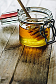 Honey in glass jar
