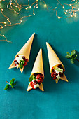 Candied beetroot and walnut cones