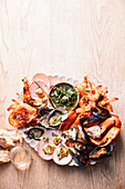 Seafood Platter with olive sause vierge