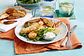 Coconut fish fingers with caper mayo