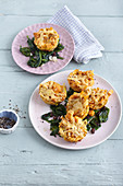 Sweet potato and cheese muffins with spinach