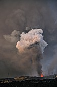 Ash column rising from Mount Etna, December 2015