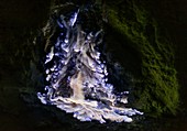 Burning sulphur cascade on Ijen volcano, Indonesia