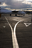 Narrow-body passenger aircraft taxiing