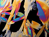 Aspirin crystals, polarised light micrograph