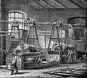 19th Century paper factory, illustration