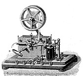 Early electric telegraph receiver, 19th Century illustration