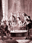 19th Century mesmerism demonstration, illustration