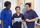Nurses discussing patient notes