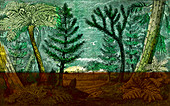 Prehistoric woodland, 19th Century illustration
