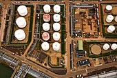 Shipyard storage tanks, aerial photograph