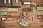 Industrial shipyard, aerial photograph