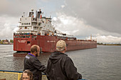 Cargo ship, Soo Locks, Michigan, USA