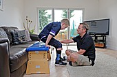 Cerebral palsy patient doing exercises