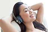 Woman wearing headphones