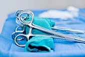 Surgical equipment on tray