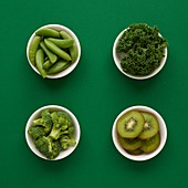 Green produce in dishes