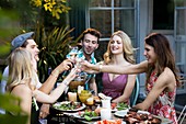 Group of friends toasting