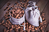 Almonds in hessian sack
