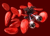 Nano technology in bloodstream, illustration