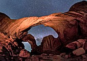 Night sky over Double Arch, Utah, USA