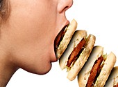 Excess consumption of food, conceptual image