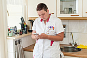 Nurse checking online schedule