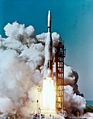 Ranger 4 spacecraft launch, Atlas-Agena rocket, 1962