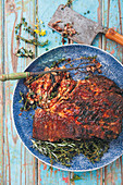 Barbeque Brisket and Carving Knife