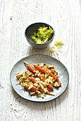 Carrots with quinoa and sheep's cheese