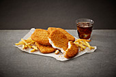 Schnitzel with french fries and cola